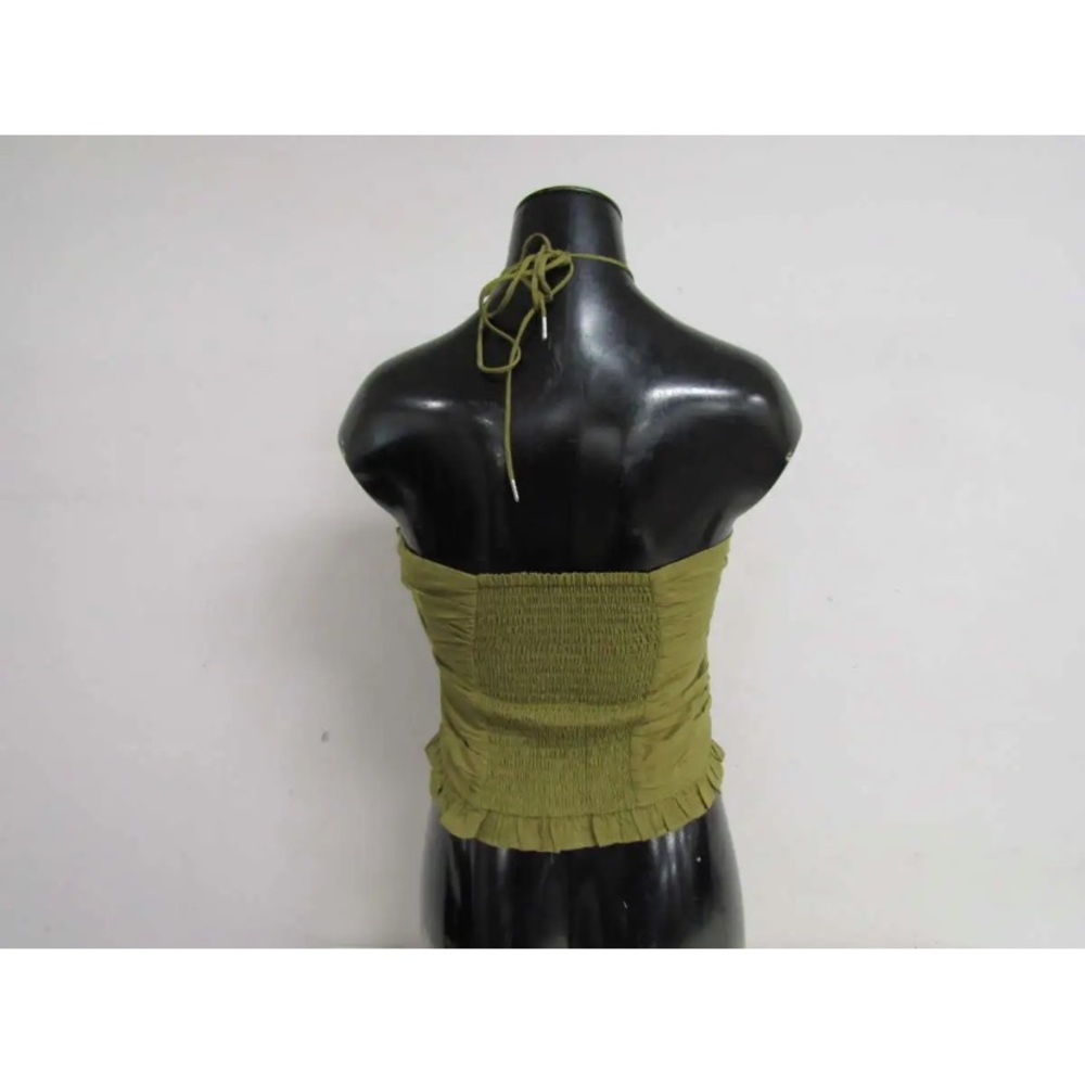 NWT Magali Pascal Fenix Halter criss cross strappy tie crop top tank Moss green - Picture 8 of 13